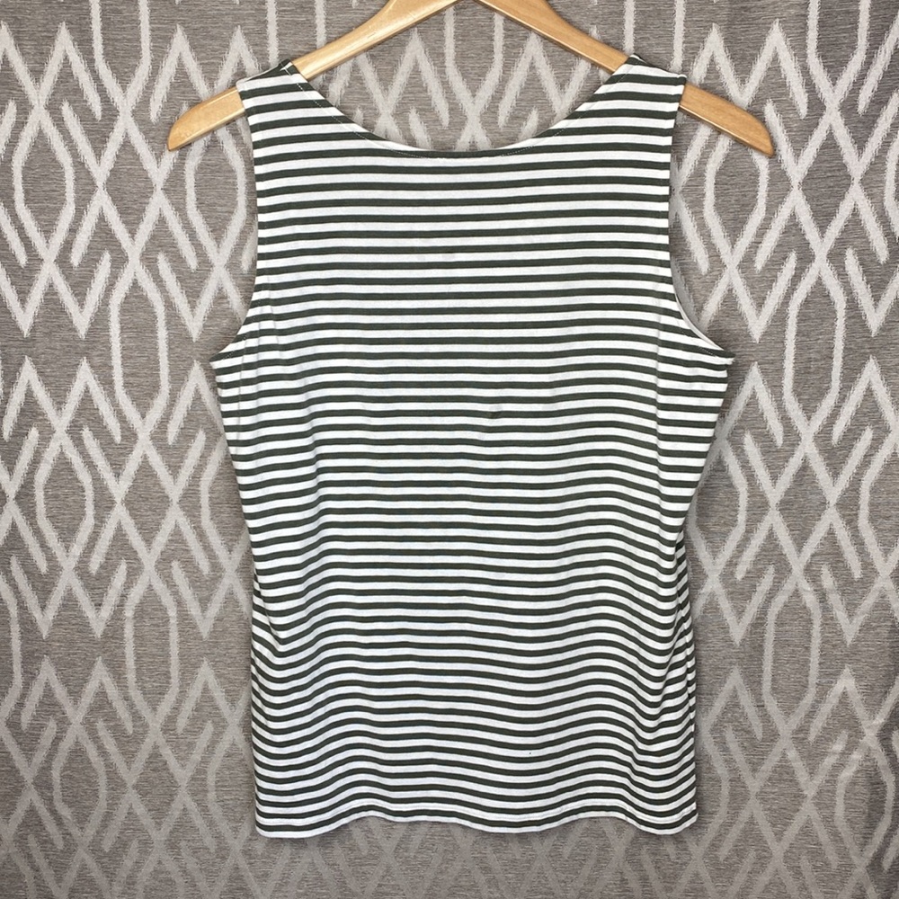 Talbots Sleeveless Striped Tank Top Shirt Green & White Size: Medium - Picture 2 of 3